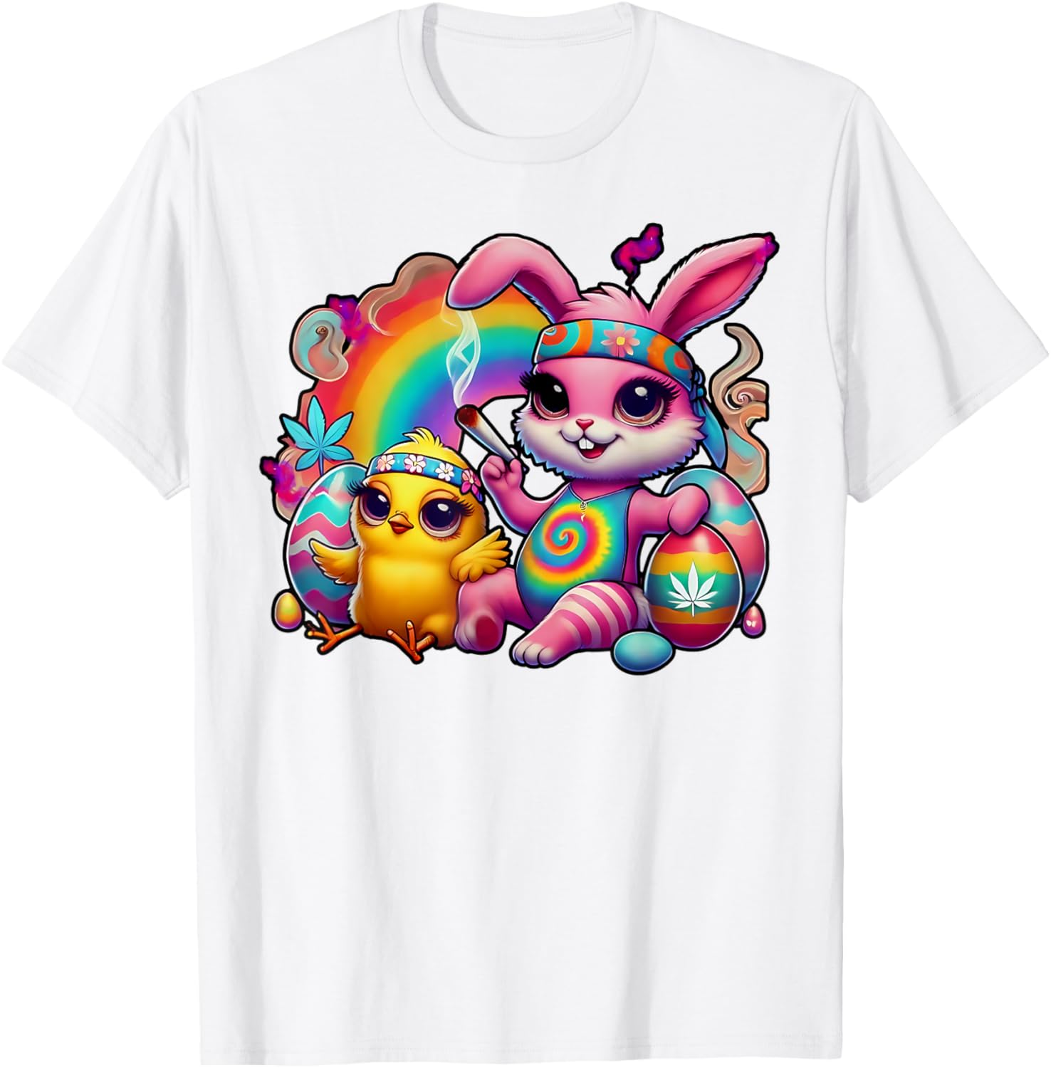 Stoned Easter Bunny Chick T-Shirt for Cannabis Lovers and Fun Celebrations - 25