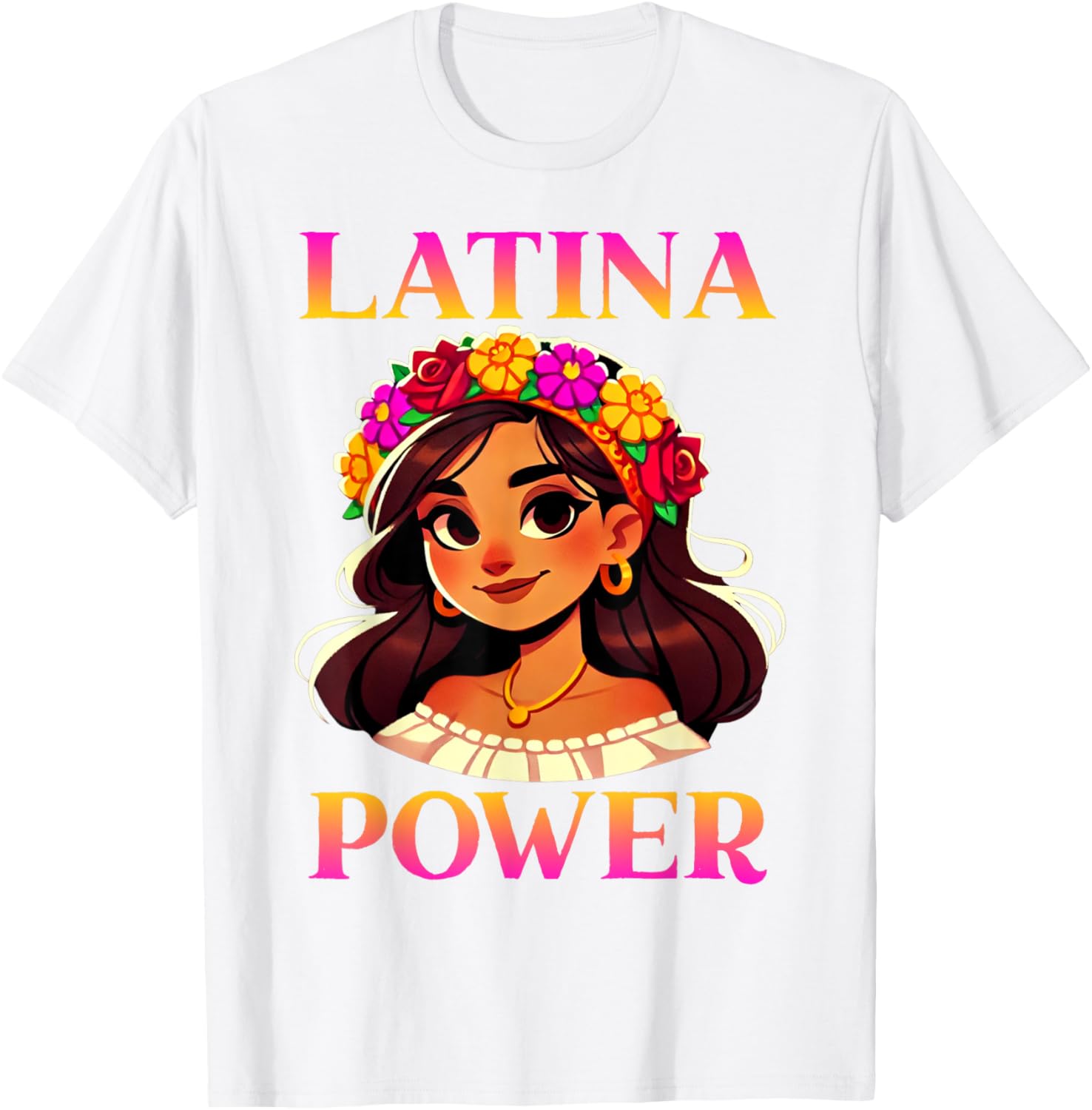 Latina Power Floral Headband T-Shirt for Proud Mexican Women - 21
