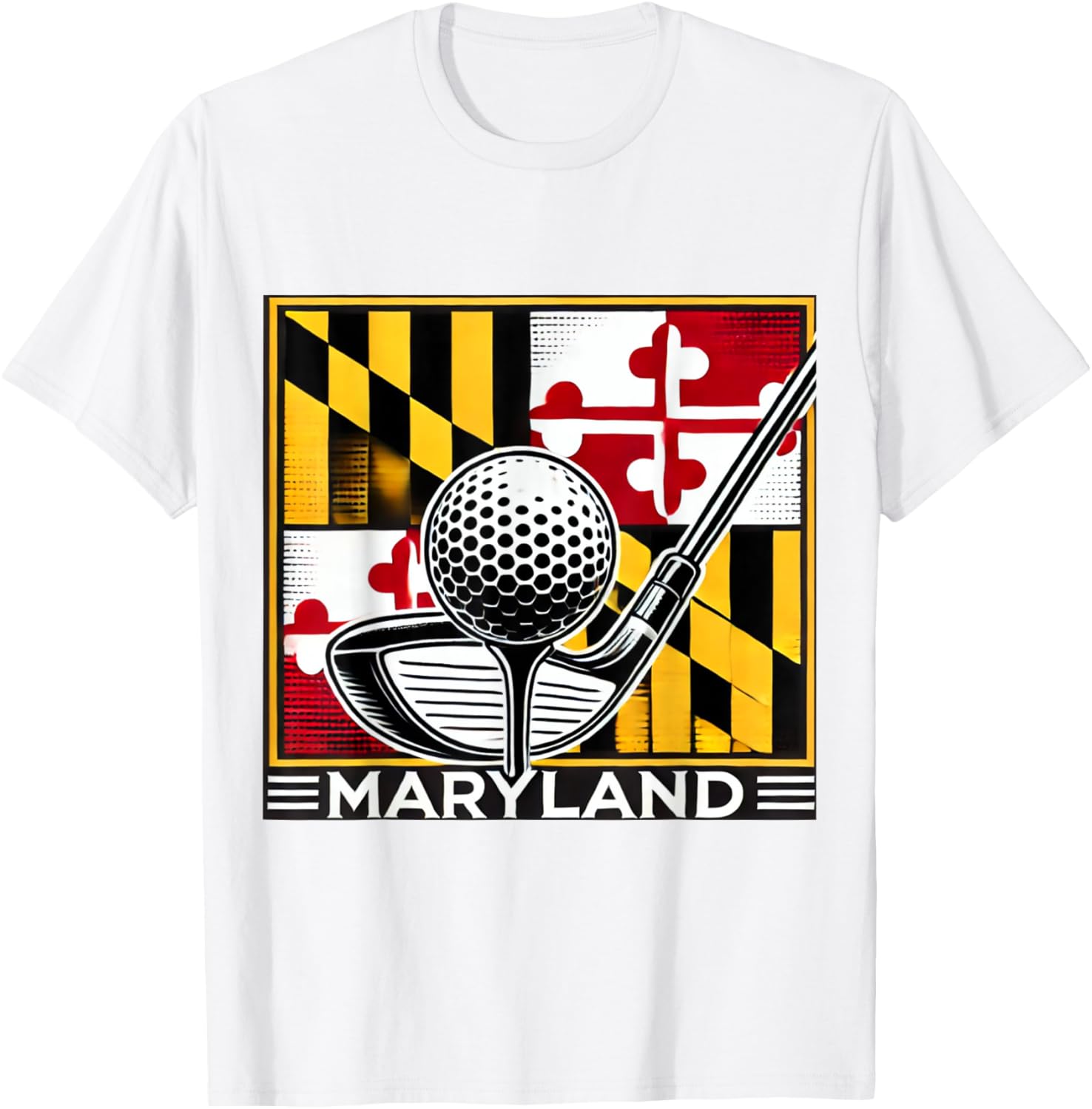 Maryland Golf Design Tee with State Flag and Club Artwork for Golf Lovers - 17
