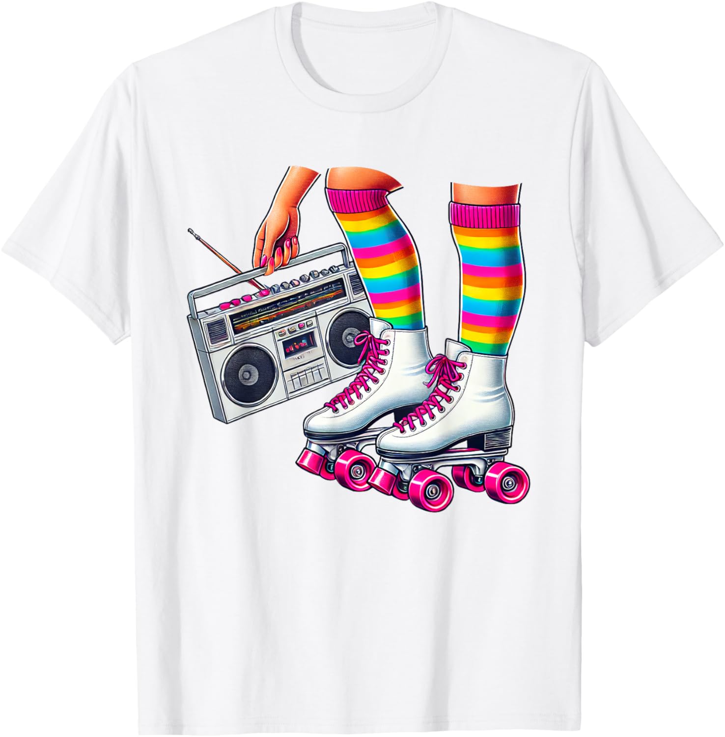 Funny 80s Roller Disco Skating Girl T-Shirt for Retro Fans - 29