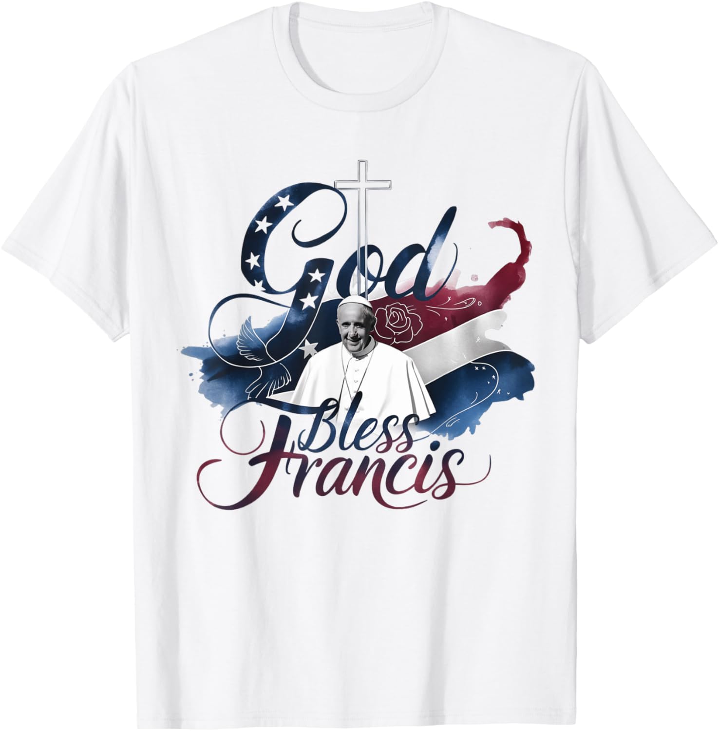 God Bless Pope Francis Prayer Tee for Christian Support and Faith - 1