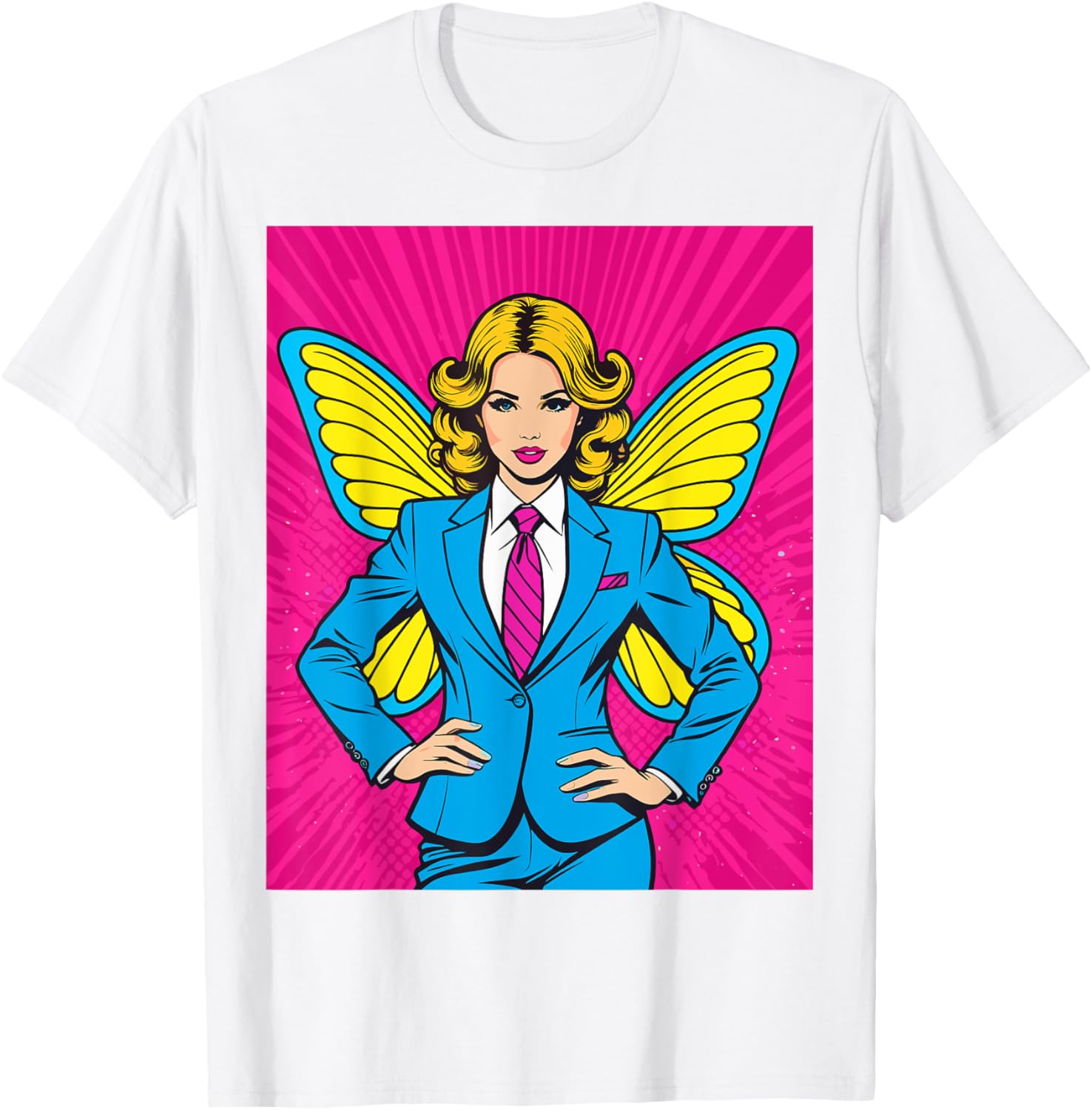 Pop Art Fairy in Business Suit T-Shirt for Stylish Casual Wear - 29
