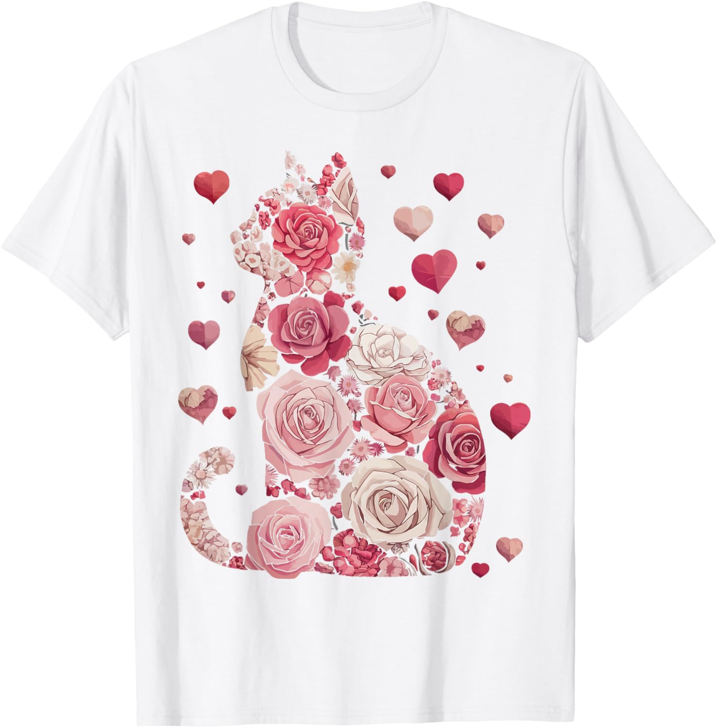 Cute Happy Meowentine's Day Cat T-Shirt for Girls and Women - 2