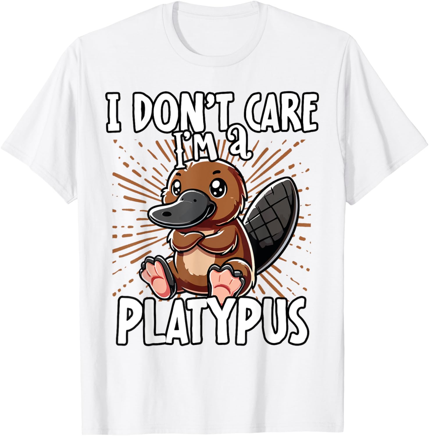 Cute Platypus T-Shirt I Don't Care Fun Animal Apparel for All Ages - 12