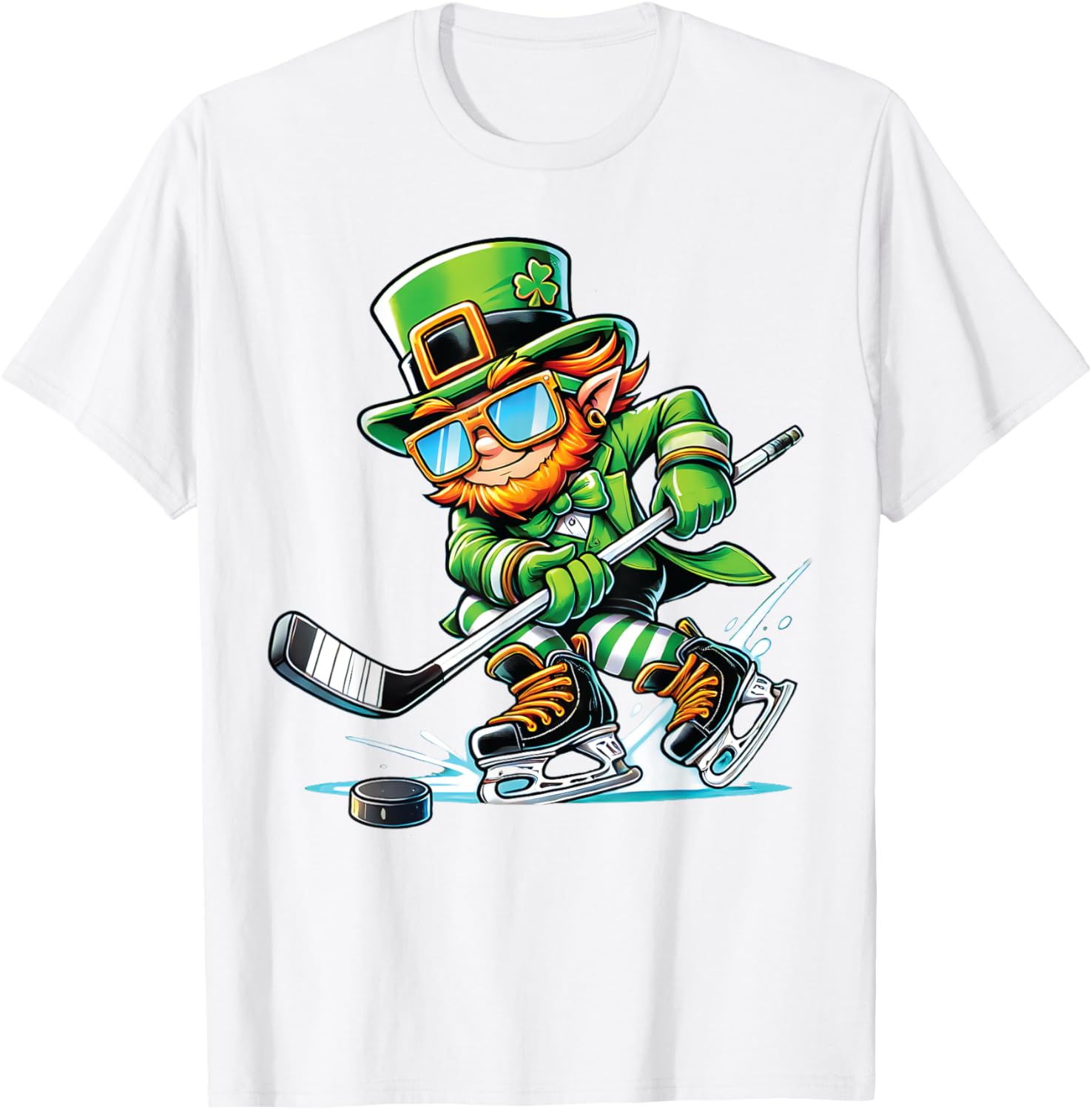 Leprechaun Ice Hockey T-Shirt Perfect for St Patrick's Day Fun - 9