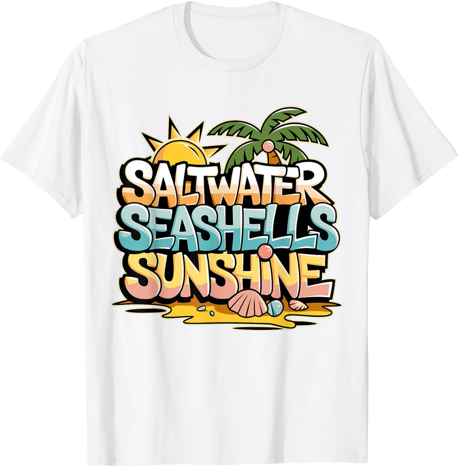 Funny Beach T-Shirt with Saltwater Seashells for Cruise Gifts - 29
