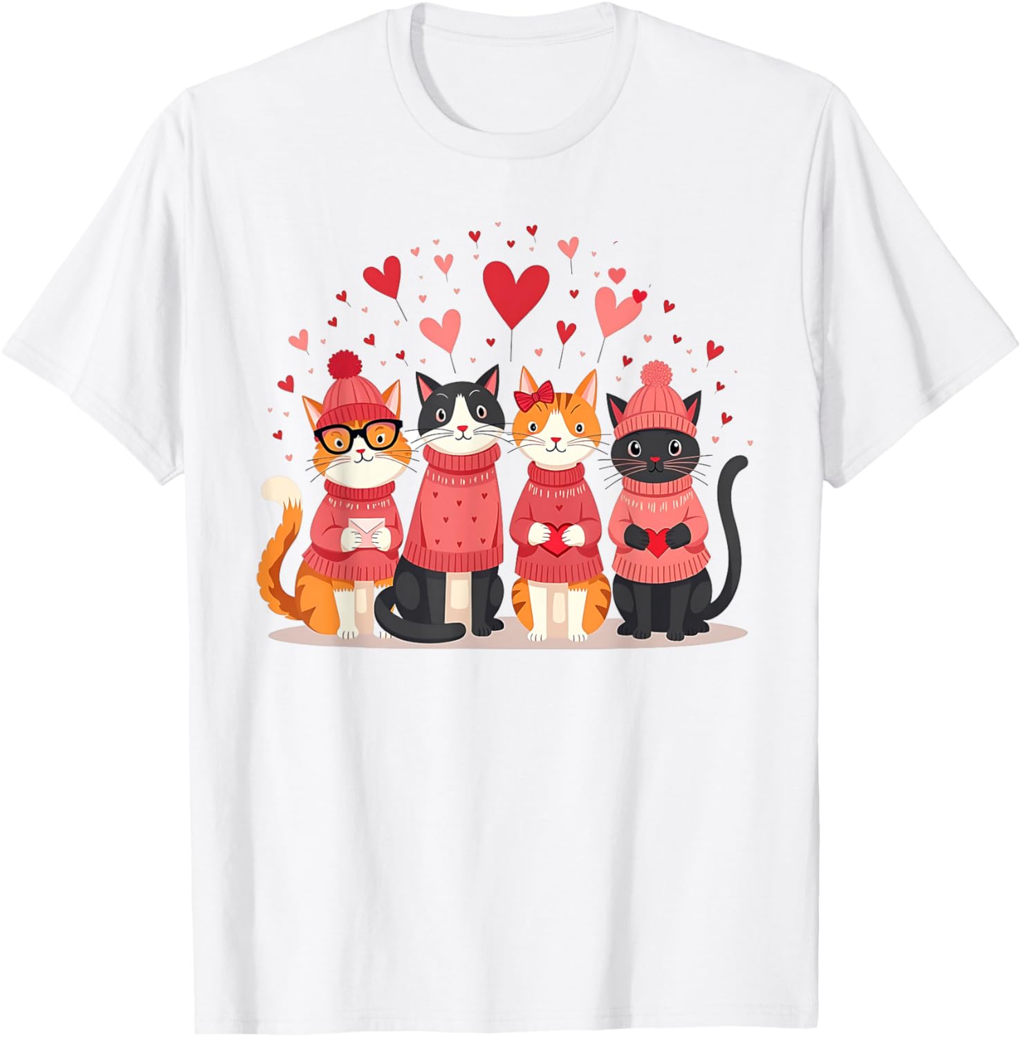 Happy Valentine Day Cat T-Shirt for Women and Girls - Perfect for Cat Lovers - 2