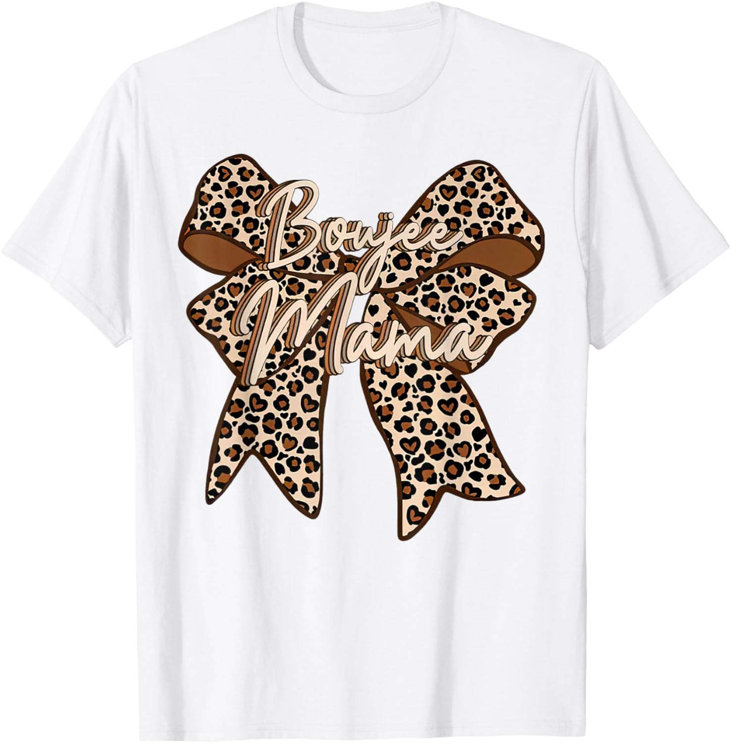 Boujee Mama Leopard Coquette Bow T-Shirt for Stylish Moms on Mother's Day - 15