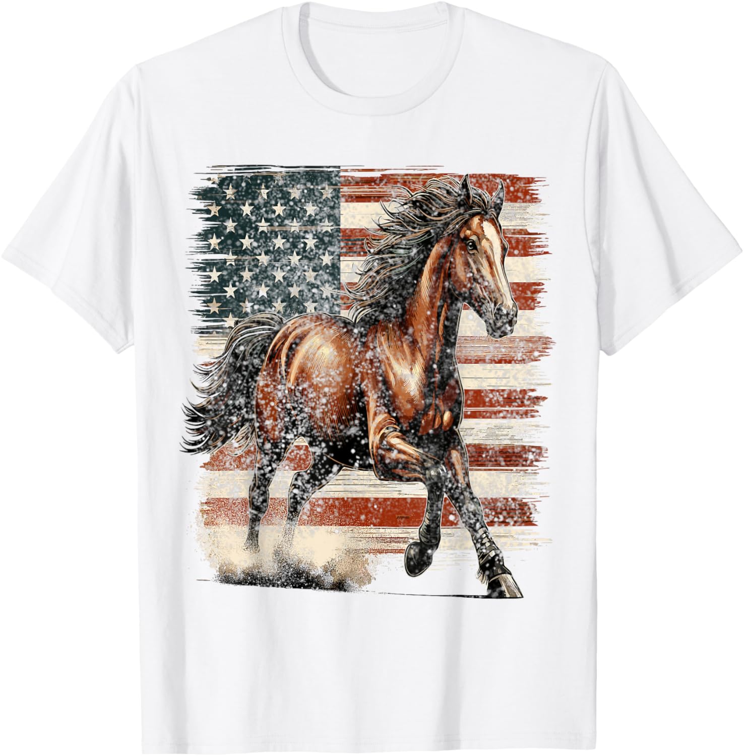 Patriotic Horse American Flag T-Shirt Perfect for 4th of July Celebrations - 6