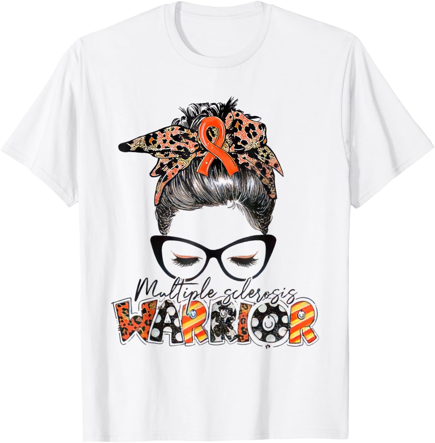 Multiple Sclerosis Warrior Messy Bun T-Shirt - MS Awareness Apparel - 13