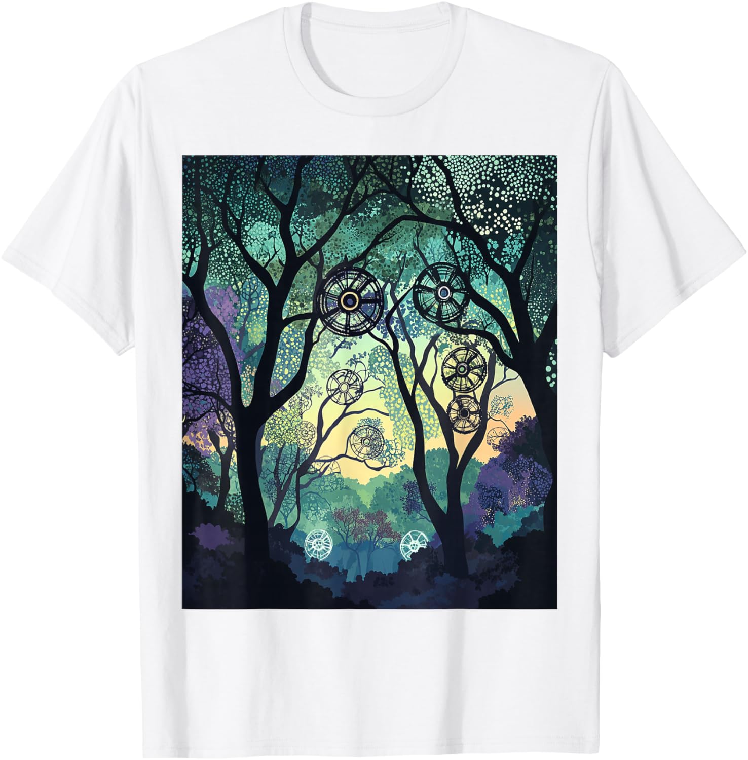 Dreamy Forest Geometric Nature Artwork T-Shirt for Nature Lovers - 15