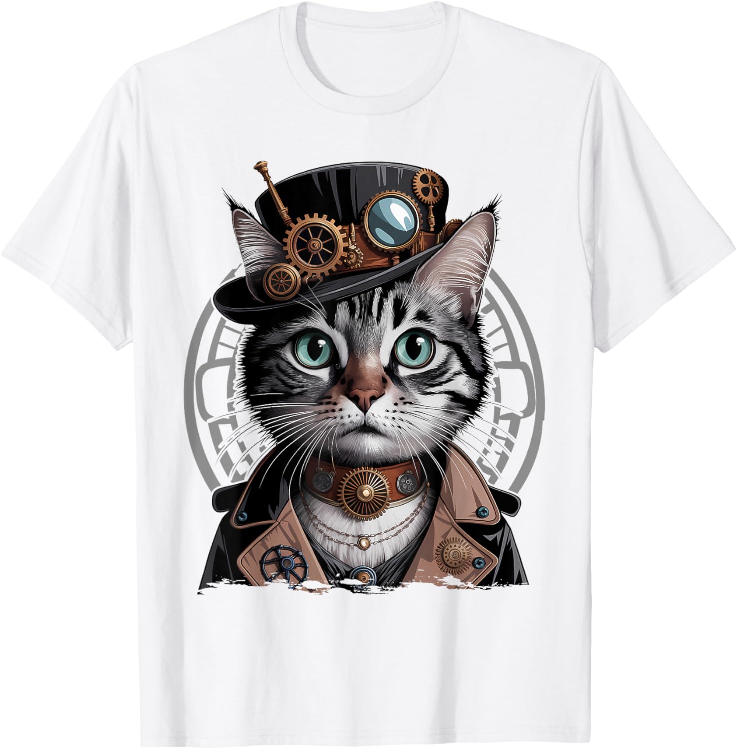 Steampunk Cat Graphic T-Shirt for Kittens - Trendy Fashion Tee - 9