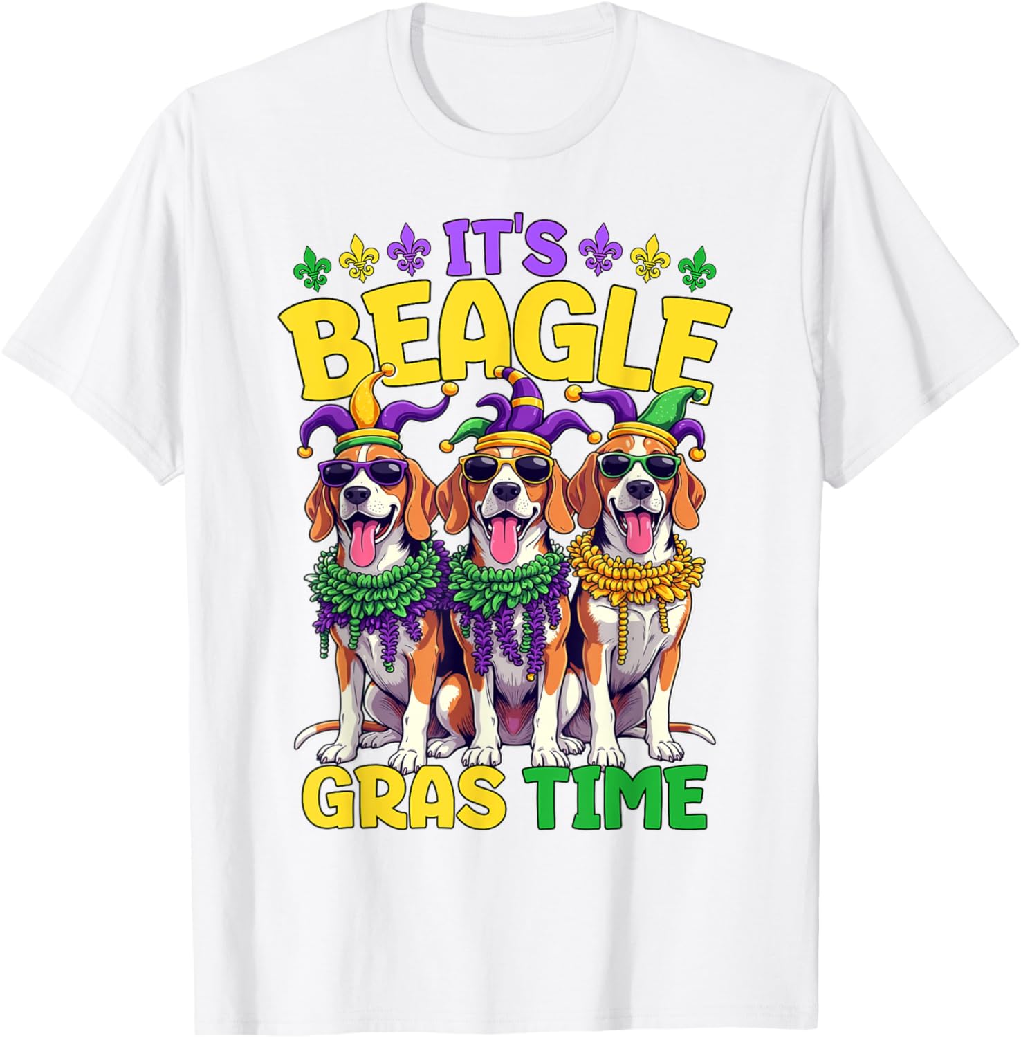 Mardi Gras Beagle Time T-Shirt for Fun Celebrations and Festivities - 10