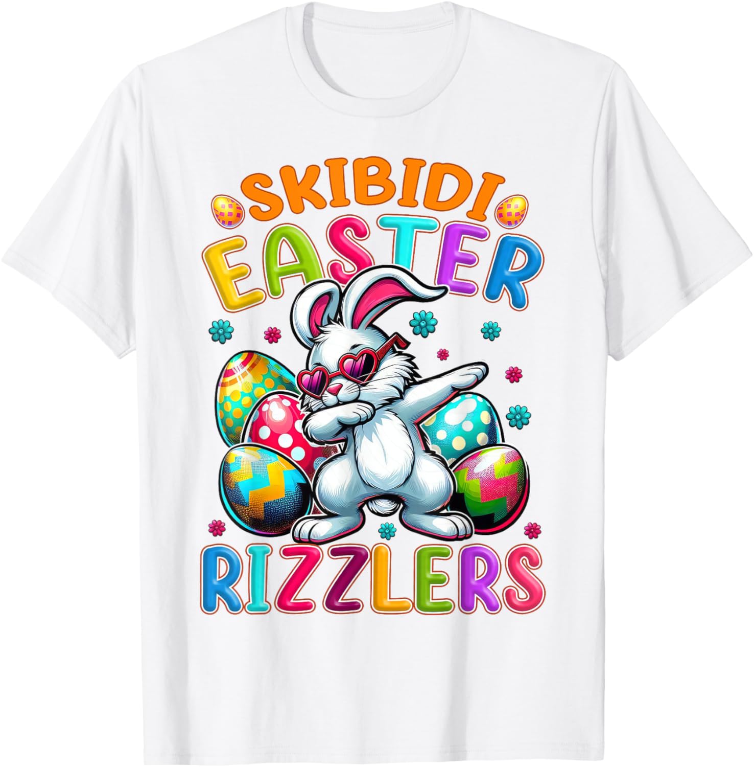 Dabbing Bunny Skibidi Easter Rizzlers T-Shirt for Gen Alpha Style - 7