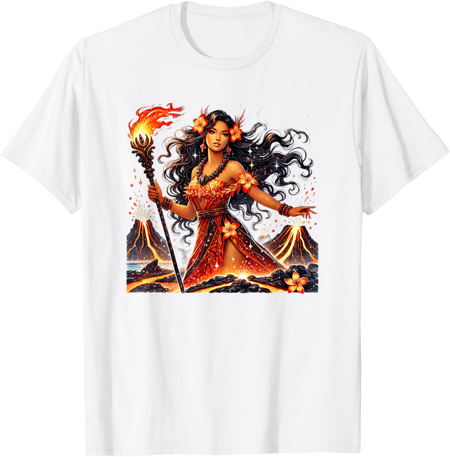 Hawaiian Goddess Pele Fire Transformation T-Shirt for Nature Lovers - 6