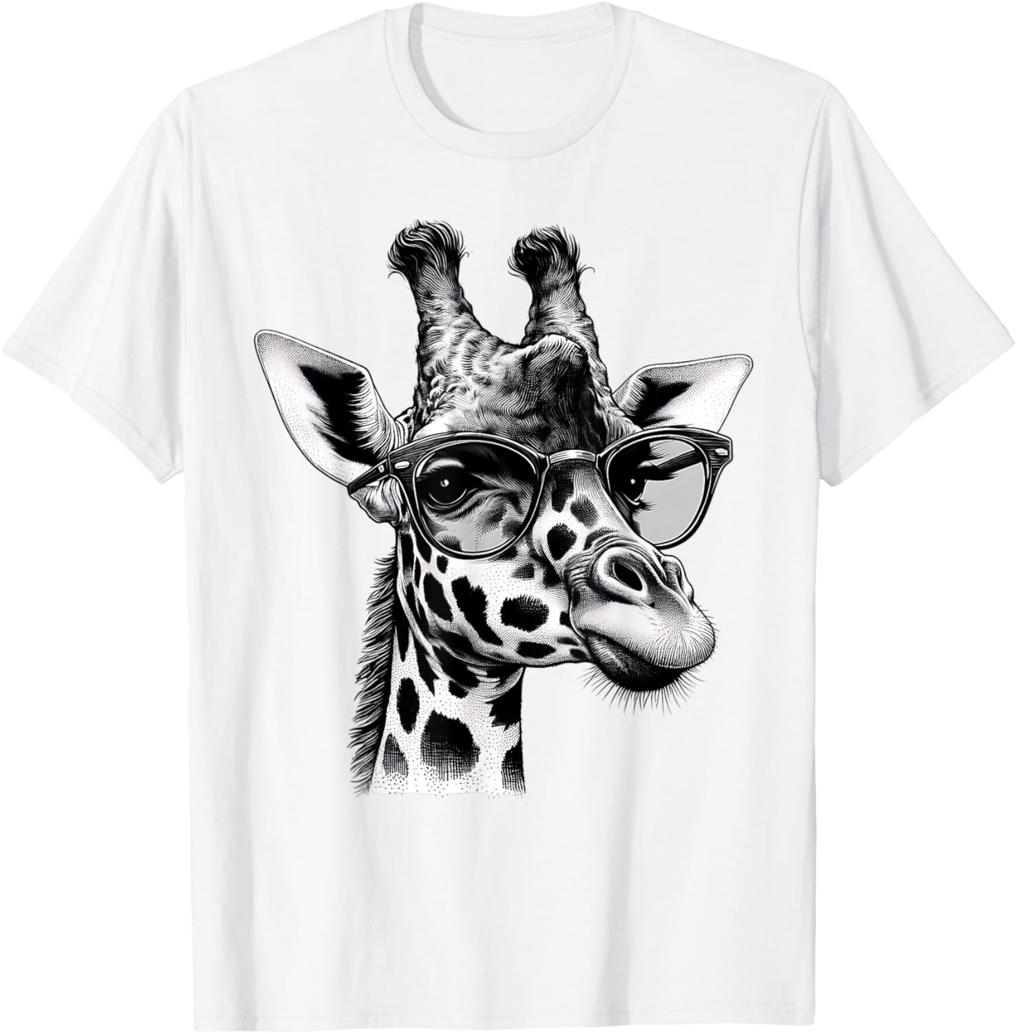 Cute Giraffe Glasses T-Shirt for Wildlife Animal Lovers and Enthusiasts - 11