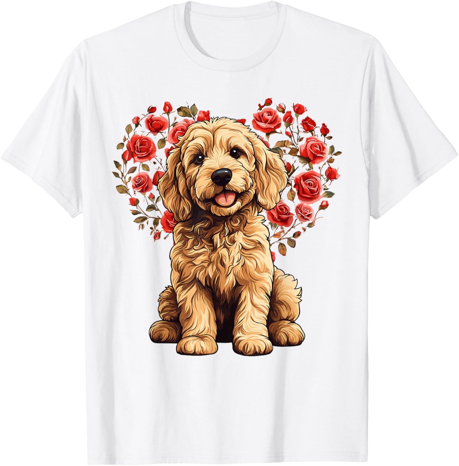 Goldendoodle Valentine’s Day Floral Heart T-Shirt for Dog Lovers - 25