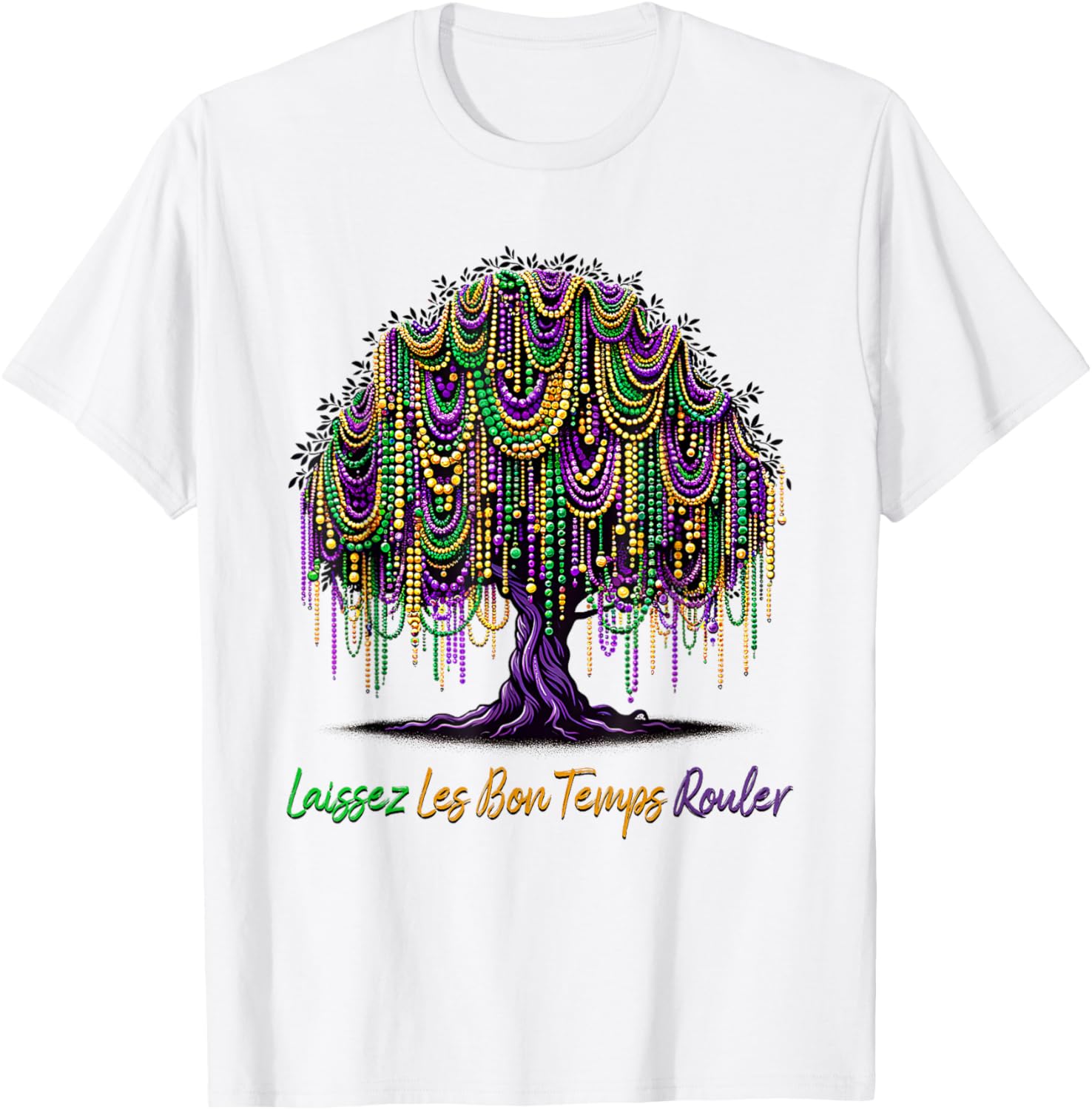 Laissez Les Bon Temps Rouler Mardi Gras Tree Beads T-Shirt for Festive Fun - 18