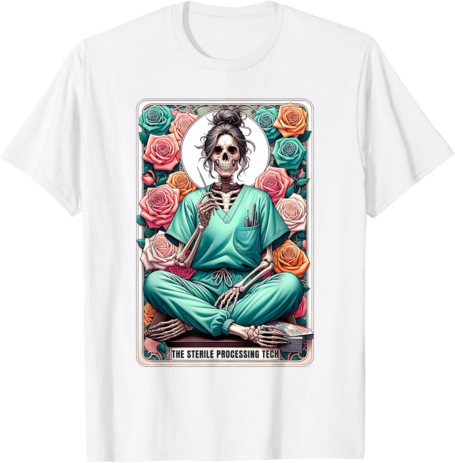 Sterile Processing Tech Tarot Card Skeleton SPD Tech T-Shirt for Professionals - 4