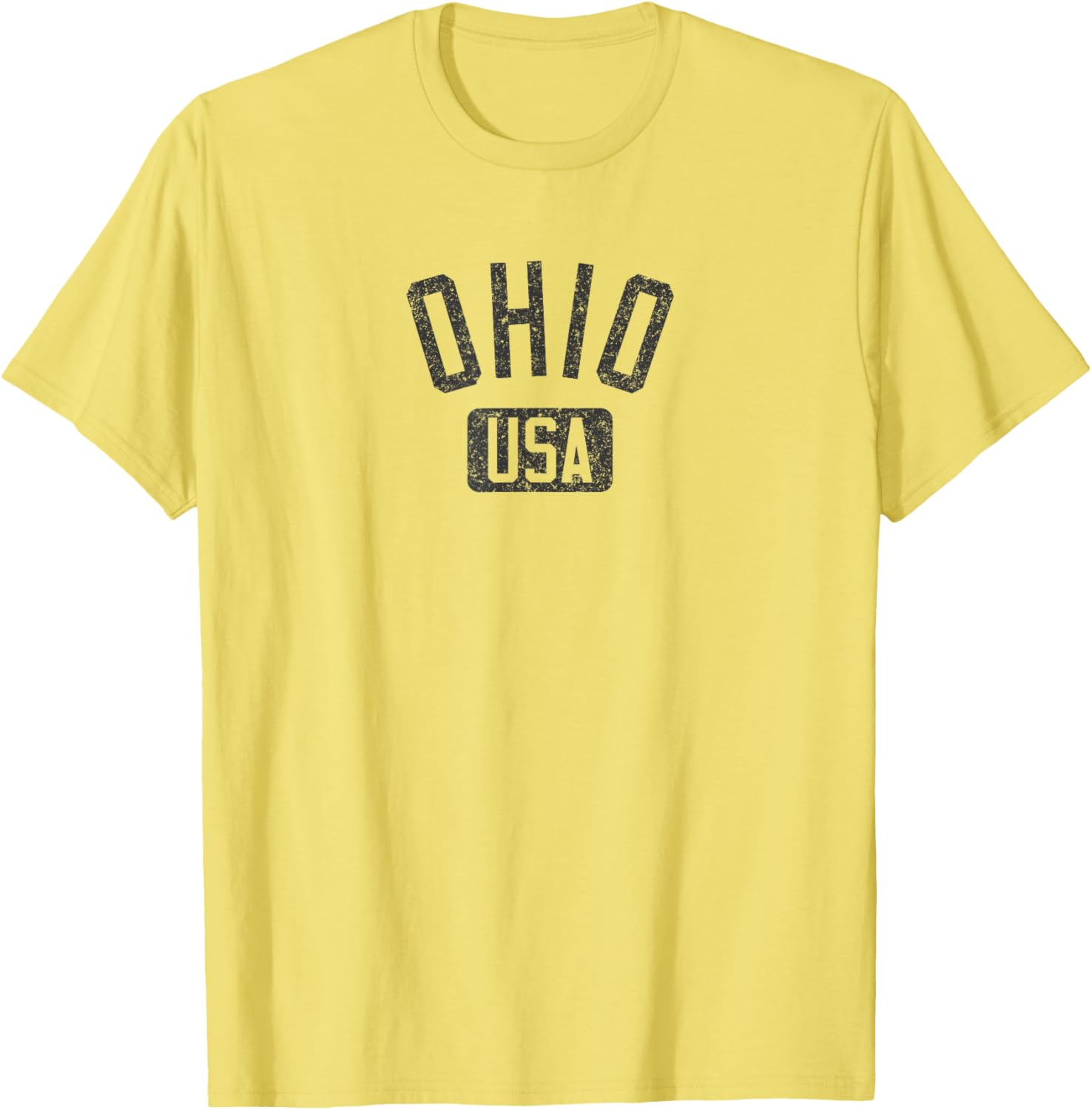Ohio Arched Text Distressed Black Print T-Shirt for Casual Style Lovers - 24