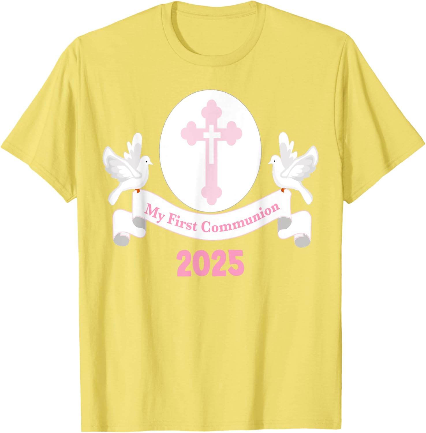 First Communion Girls Pink Cross T-Shirt for Daughter or Niece 2025 - 2