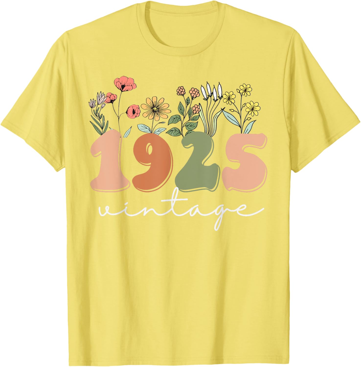100 Years Old Vintage 1925 Wildflower Women's 100th Birthday T-Shirt - 2
