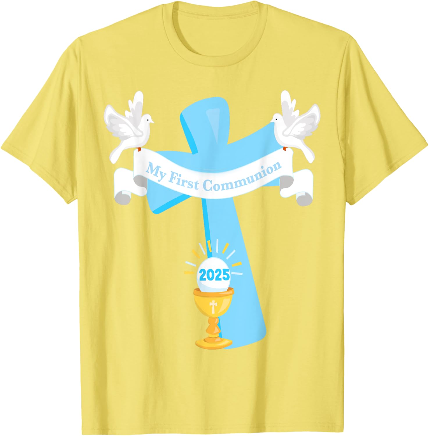 Boy's First Communion 2025 T-Shirt with Cross and Chalice Design - 20