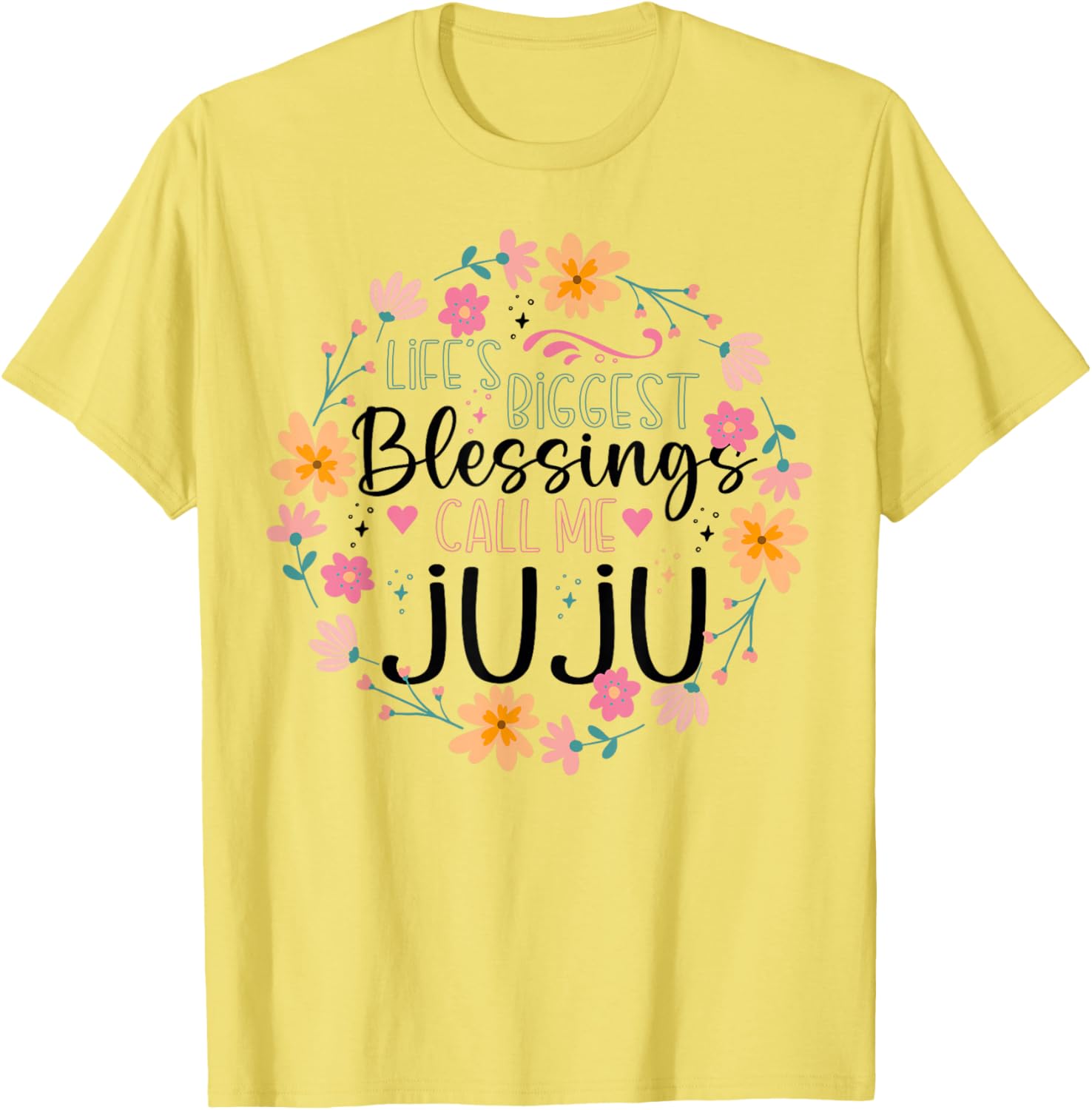 Floral Grandma T-Shirt Life's Greatest Blessings Call Me Juju Gift - 10