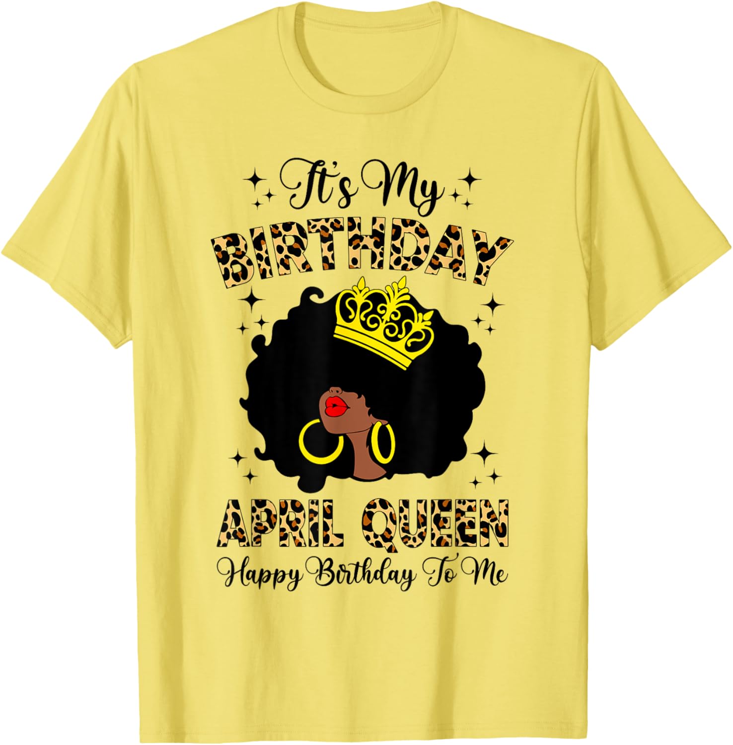 April Black Queen Birthday T-Shirt for Women with Leopard Print Afro Design - 5