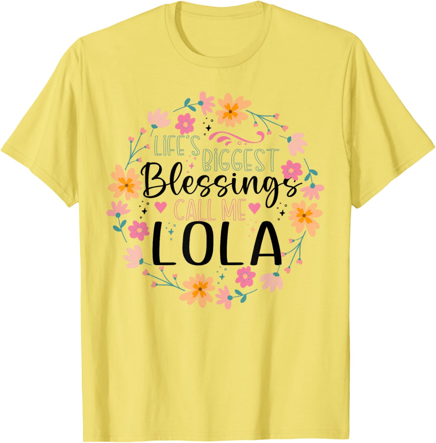 Floral Grandma T-Shirt Life's Greatest Blessings Call Me Lola Gift Idea - 8
