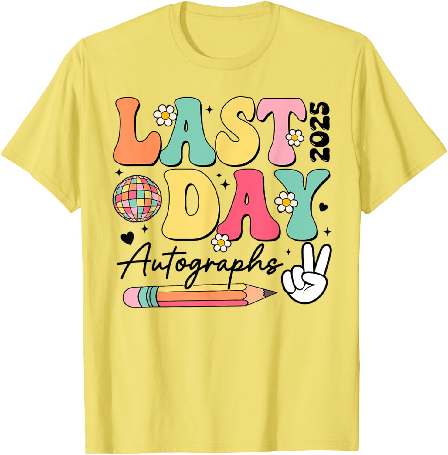 Last Day of School 2024-2025 Retro Cute Autographs T-Shirt for Kids - 14