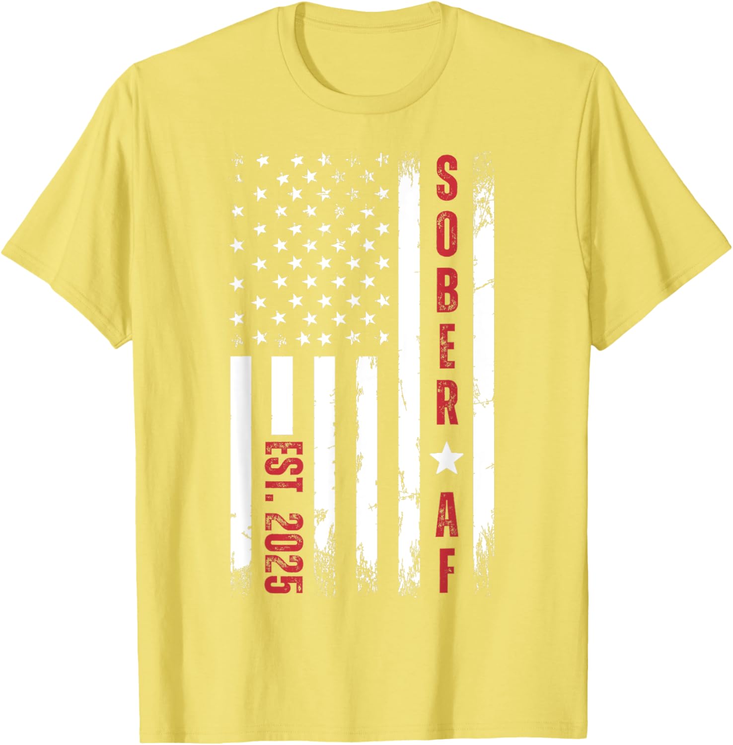 Sober AF US Flag T-Shirt for Supporters of Sobriety and Recovery - 4