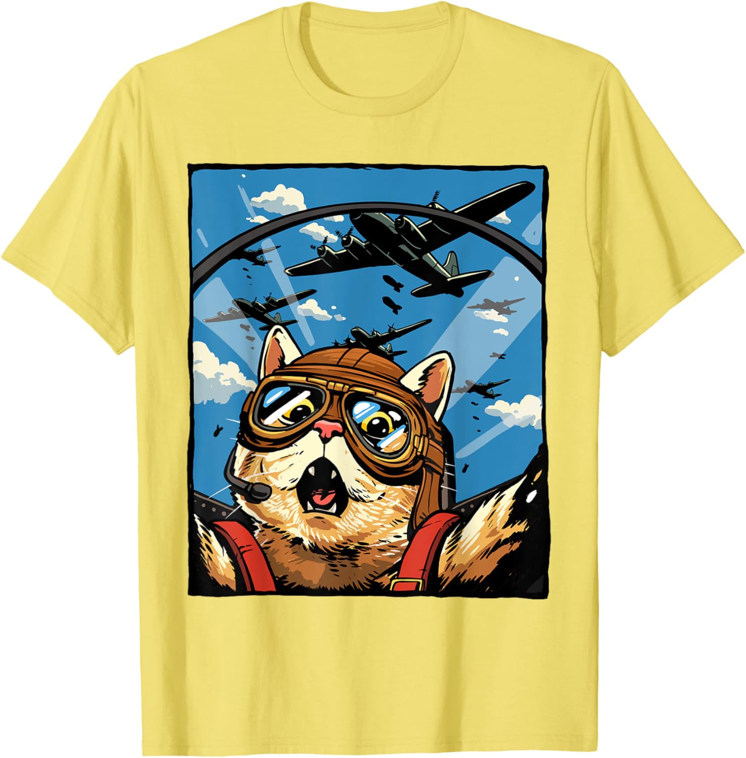 Funny Cat Pilot Jet Fighter T-Shirt for Cat Lovers and Meme Fans - 10