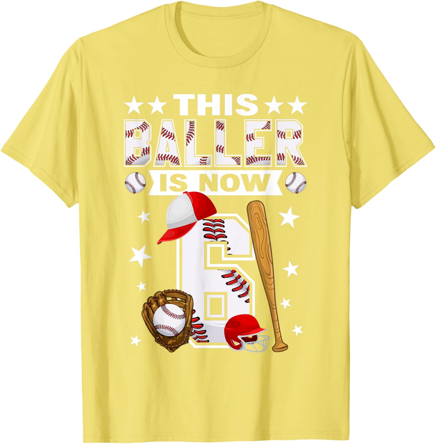 Cute 6 Year Old Baseball Lovers Boys T-Shirt for Kids Fun Style - 8