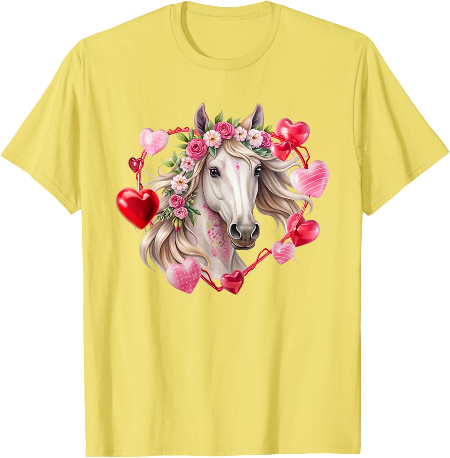 Happy Valentine's Day Equestrian T-Shirt with Horse and Hearts Design - 19