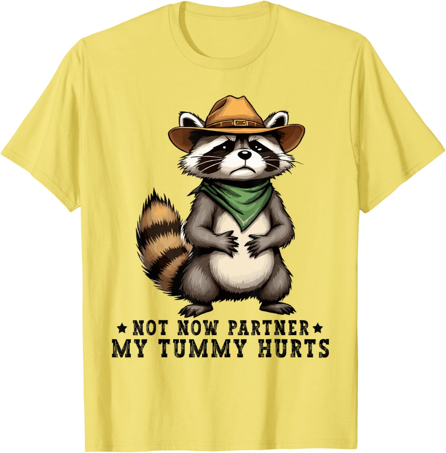 Funny Raccoon Cowboy T-Shirt for Kids My Tummy Hurts Humorous Design - 4