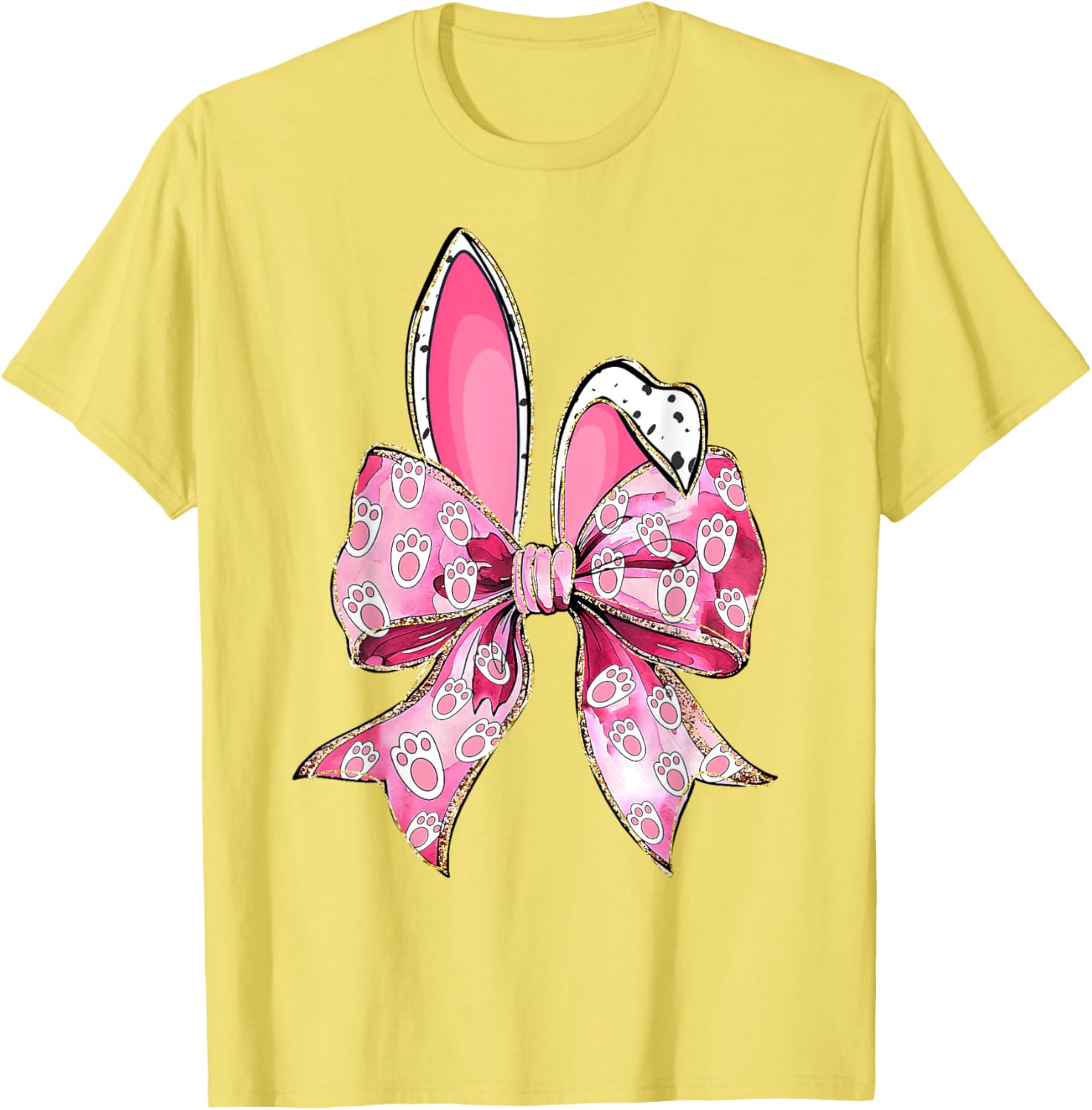 Happy Easter Bunny Coquette Bow Ears T-Shirt for Girls and Teens - 1