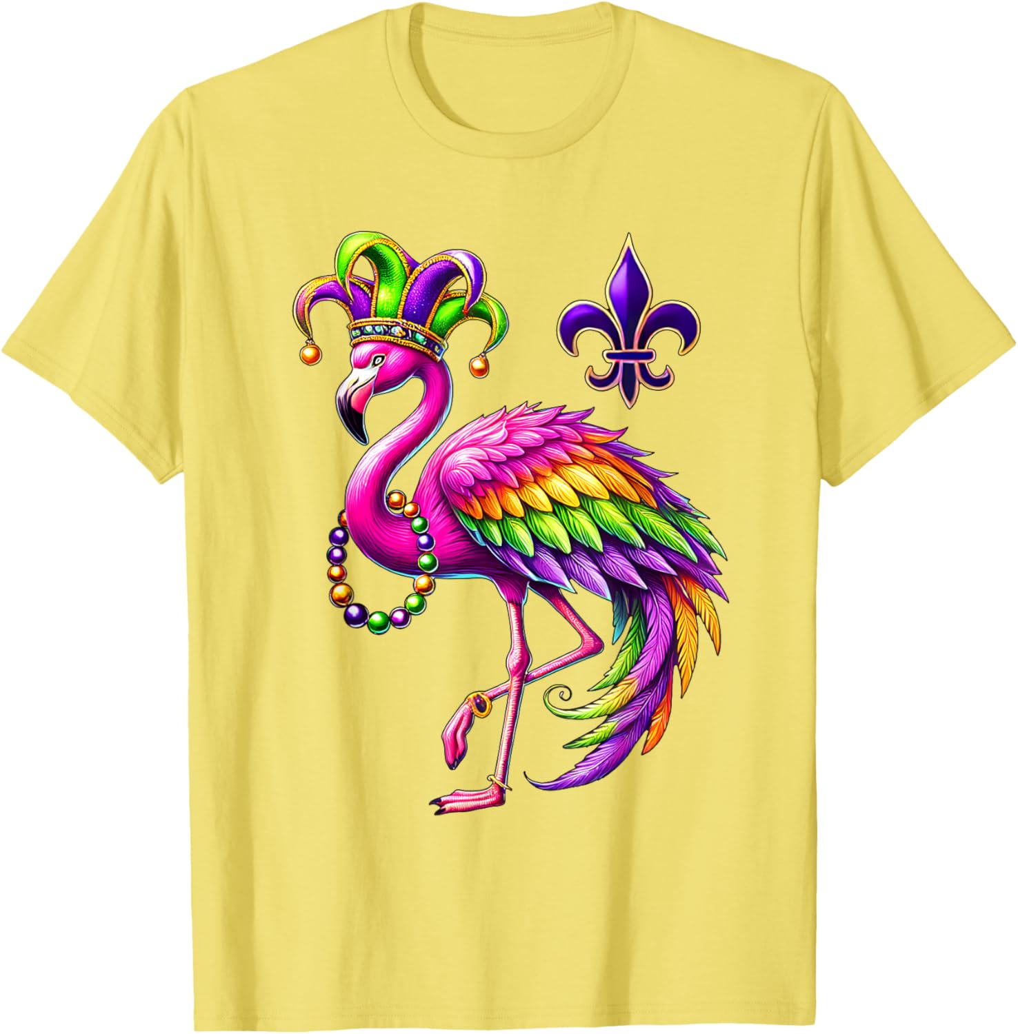 Jester Pink Flamingo Mardi Gras T-Shirt Fun Carnival Animal Shirt - 12