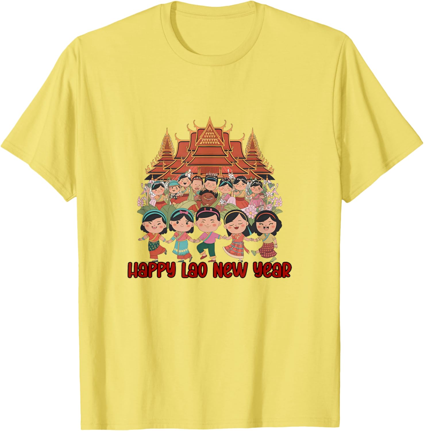 Laos Happy Lao New Year Temple T-Shirt for Celebrating Pi Mai Festival - 8