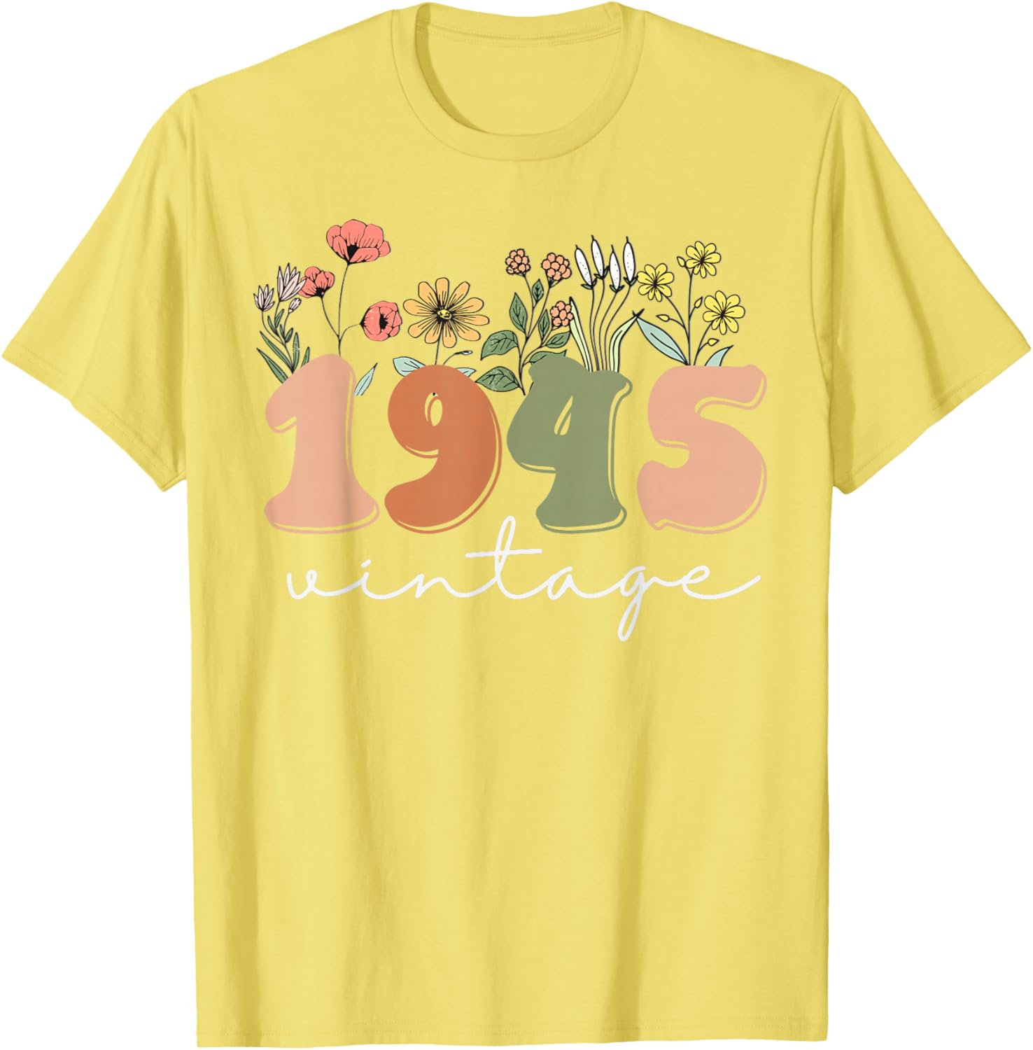 Vintage 1945 80th Birthday Wildflower Tee for Women - Unique Gift Idea - 1