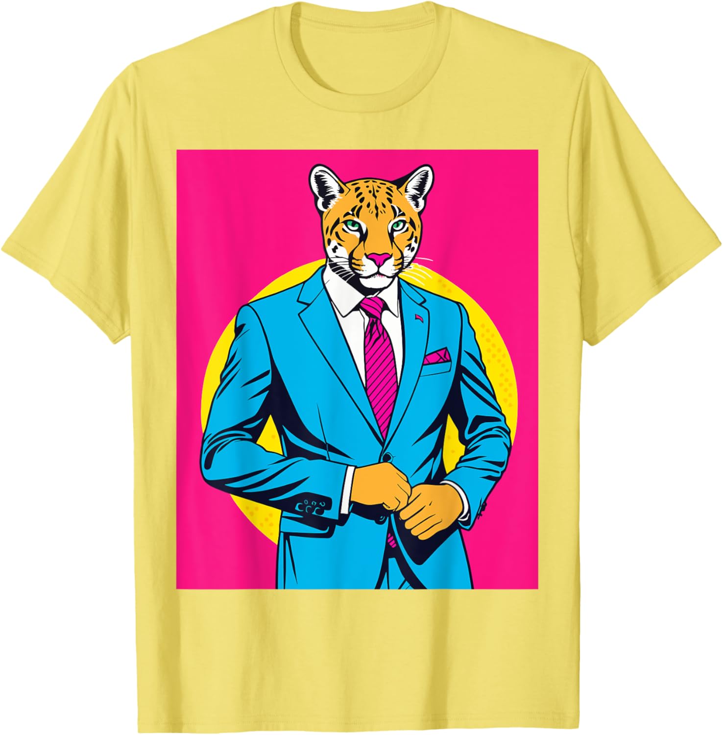 Pop Art Puma in Business Suit T-Shirt for Stylish Animal Lovers - 21
