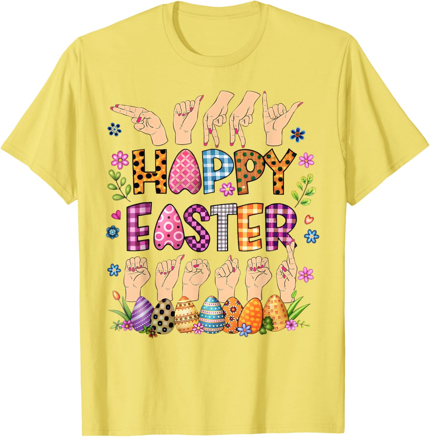 Happy Easter Eggs ASL Teacher T-Shirt for Fun Celebrations - 3