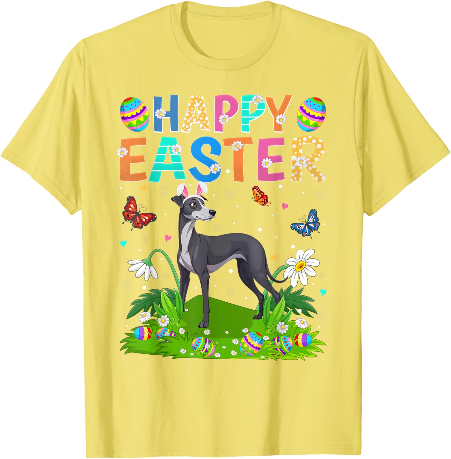 Greyhound Easter Egg Hunt T-Shirt with Bunny Ears for Dog Lovers - 4