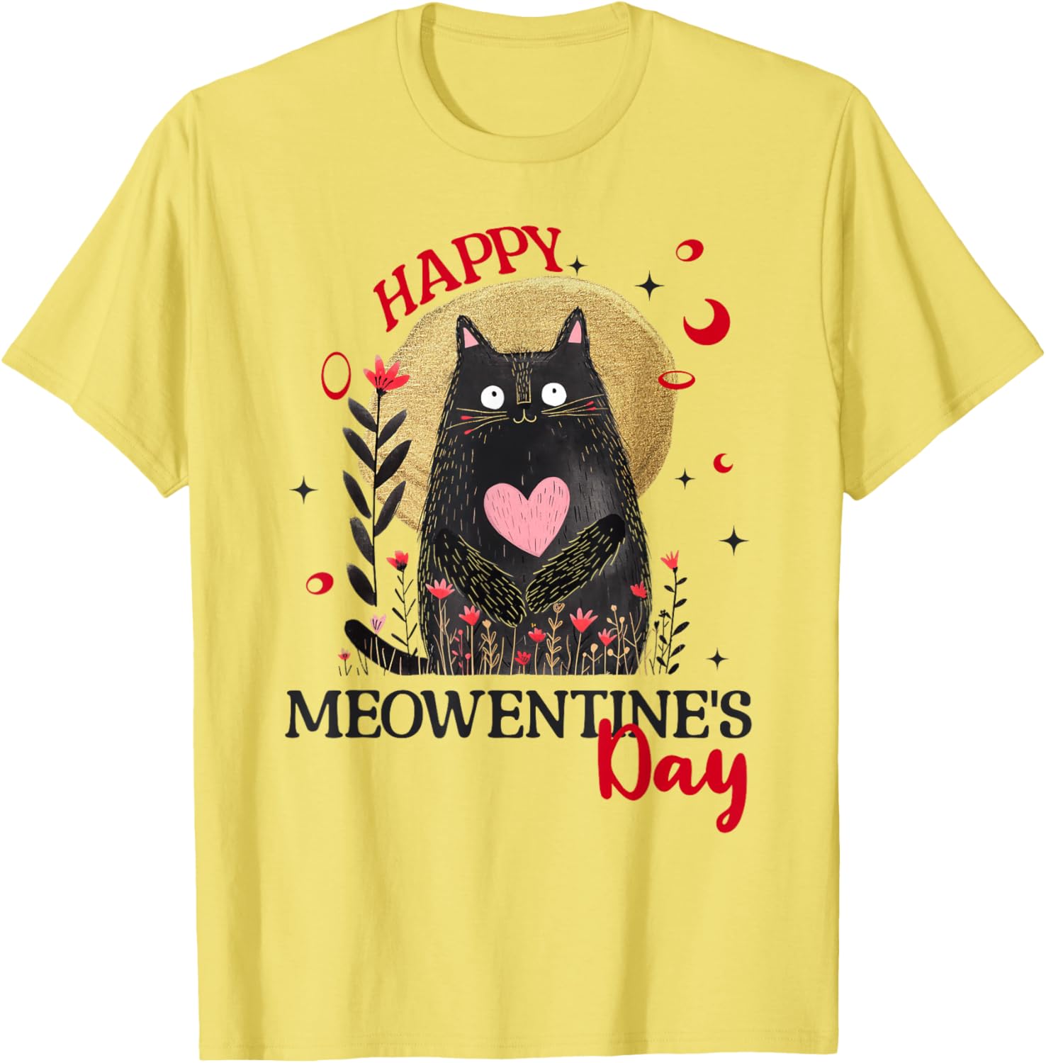 Funny Happy Meowentine's Day Cat T-Shirt for Girls and Women - 5