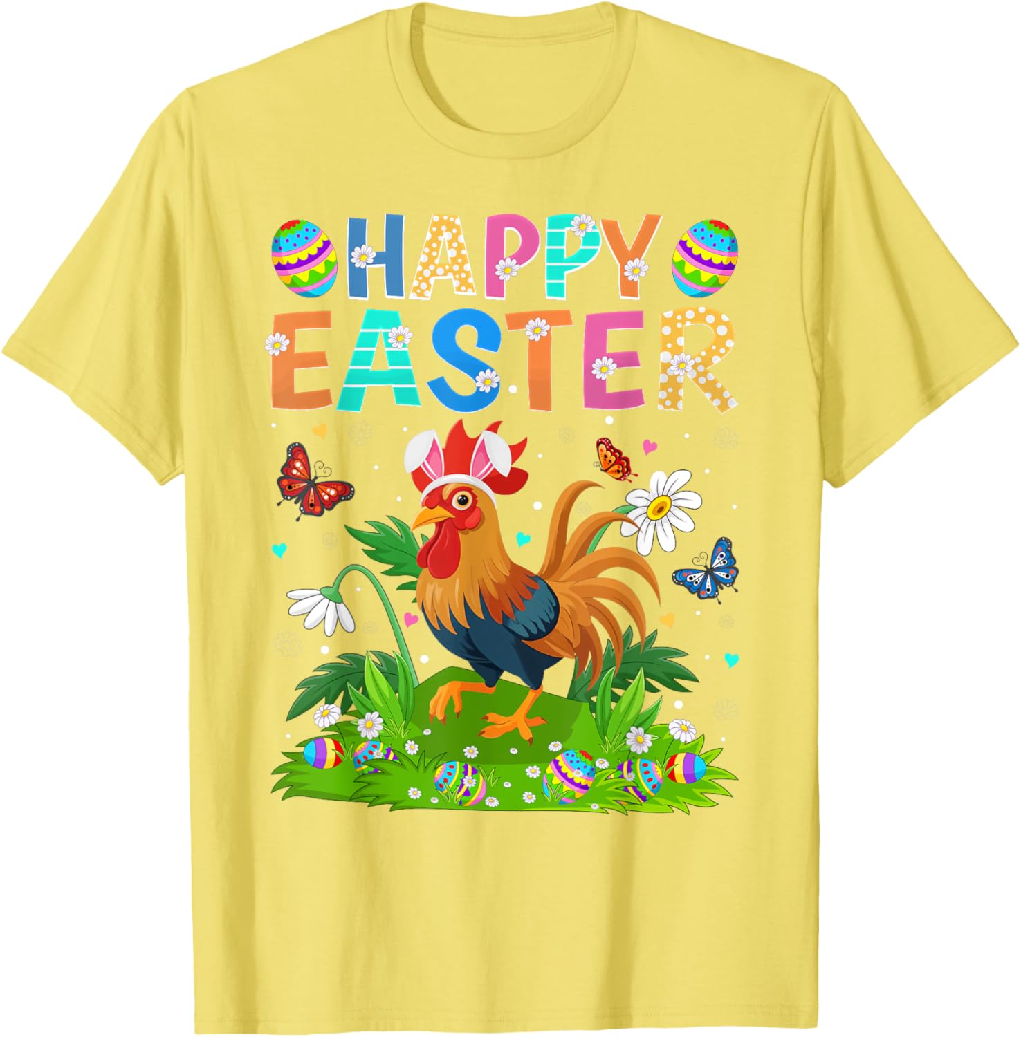 Rooster Happy Easter Egg Hunt Bunny Ear T-Shirt for Easter Sunday Fun - 23