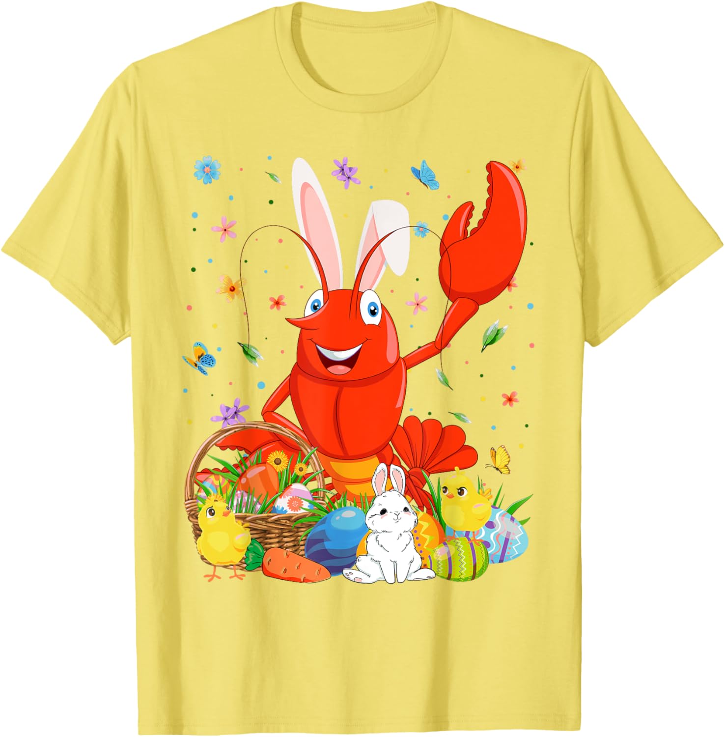 Cute Crawfish Bunny Ears Easter Eggs Basket T-Shirt for Happy Easter Day - 20