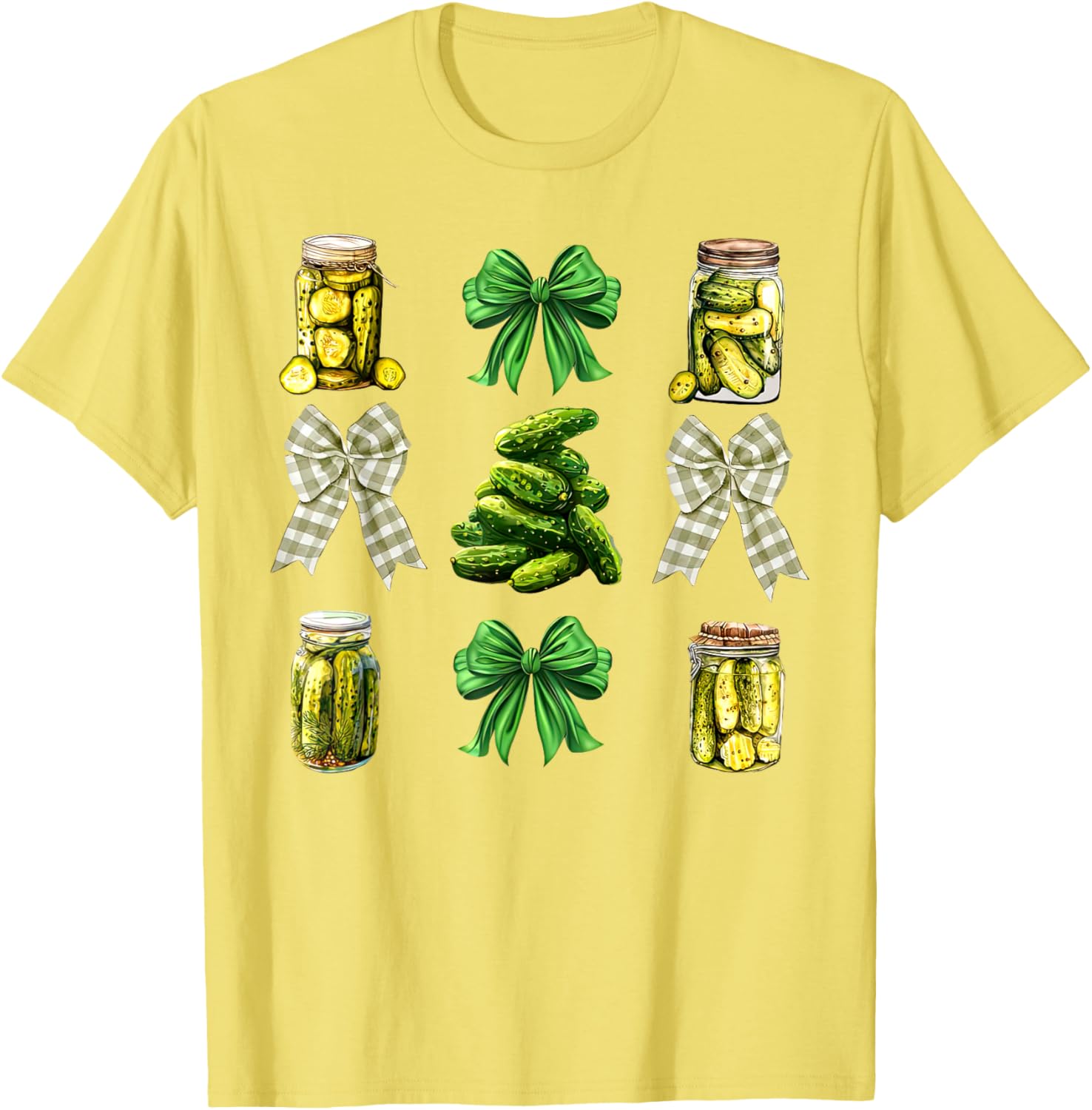 Cute Pickle Jar Coquette Bow Cucumber T-Shirt for Garden Lovers - 24