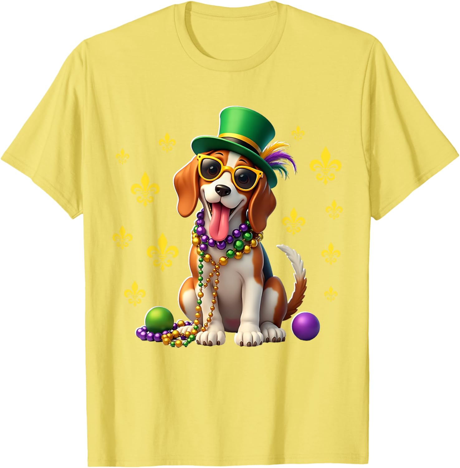 Beagle Mardi Gras Costume T-Shirt for Carnival Fun and Festivities - 24