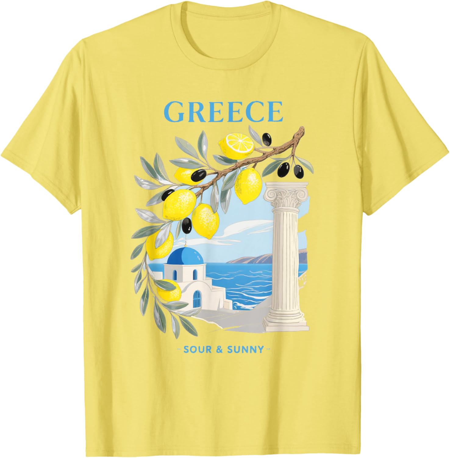Greek Island Lemon Vibes Olive Branch T-Shirt for Travel Lovers - 6