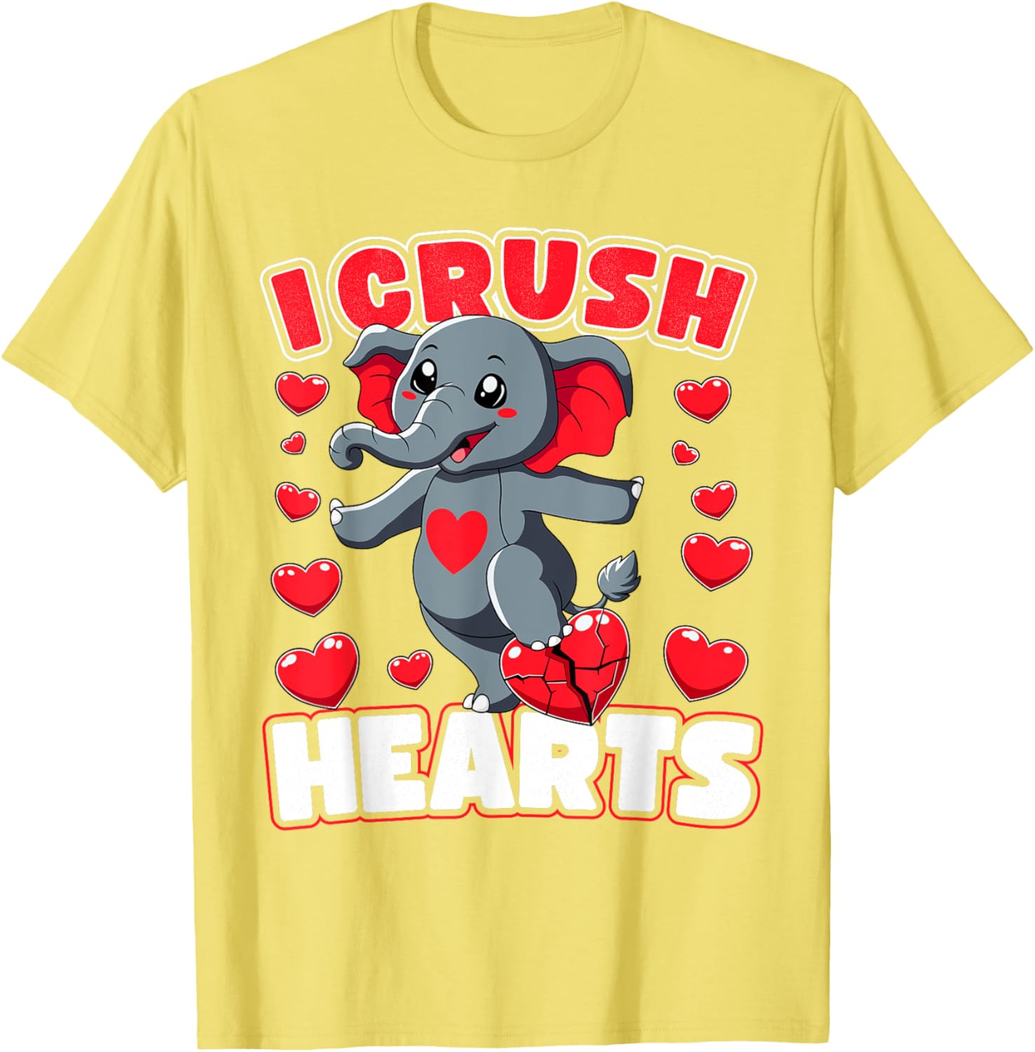 I Crush Hearts Elephant Valentine's Day T-Shirt for Boys and Toddlers - 23